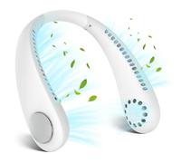Ventilatore da collo, Ventilatore Portatile Mini Ventilatore USB Senza Lama con Flusso D'aria A 360°, Hanging Neck Fan 3 Velocità Ricaricabile Silenzioso Potente per Ufficio Viaggi Sport, Bianco
