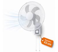 Ventilatore da Muro 43cm Bianco Raffrescatore Silenzioso 3 Velocità a Parete