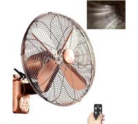 Ventilatore da Parete da con Telecomando,Ventilatore da Parete,Industriale Ventilatore Oscillante A Parete,3 velocità,Ventola Turbo in Metallo,per Casa E Ufficio R(Size:45cm/18inch,Color:Bronzo rosso)