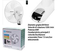V-TAC Ventilatore da tavolo VT-4012-3 34 cm 40W 3 pale 3 velocità Bianco LED7924