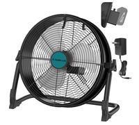 Ventilatore da pavimento a batteria da 40,6 cm per batteria Makita18V, ventilatore portatile con adattatore CA e uscita USB, ventilatore industriale in metallo ad alta velocità, senza fili, per