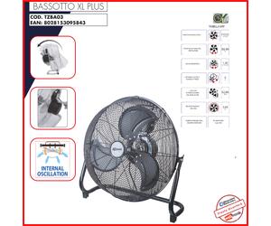 Ventilatore da Pavimento TERMOZETA tzba03 Bassotto xl PLUS 45cm Oscillante 120w