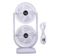 Ventilatore da Scrivania a Doppia Testa, Design a Doppia Testa 3000mAh USB Ricaricabile a 3 velocità Ventilatore a Torre Oscillante Portatile con Base Stabile per Casa Ufficio