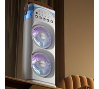 Ventilatore da scrivania con 5 porte USB, con 3 impostazioni di velocità, ventola di raffreddamento oscillante con aromaterapia e luci a LED, capacità di stoccaggio dell'acqua da 600 ml per uso