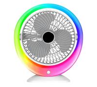 Ventilatore da scrivania con ricarica USB con luce ambientale sfumata 3 velocità vento batteria 1200mAh alimentazione d'aria grandangolare impostazione con un solo clic