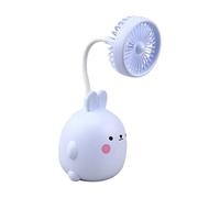 Ventilatore da Scrivania Coniglio Ricaricabile Mini Blu | Vacanze Estive, Plastico Leggero, Flusso Forte e Batteria Capiente, per Studiare e Leggere
