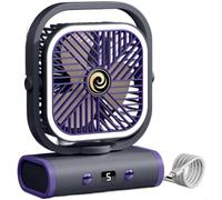 Ventilatore da scrivania oscillante ricaricabile USB, con 5 impostazioni regolabili e basso rumore <36 dB per uso in ufficio o camera da letto, design compatto da tavolo beige o grigio lavanda (B)