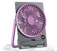 Ventilatore da scrivania, ricarica USB, ventola di raffreddamento portatile con flusso d'aria regolabile a sei velocità, display LCD, indicatore della batteria, mini apparecchio di raffreddamento