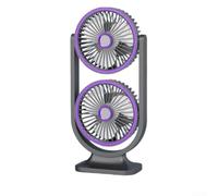 Ventilatore Da Scrivania Ricaricabile 360° Girevole(Grey) | Doppia rotante, 5 livelli , luce notte regolabile, ricarica USB, plastica resistente