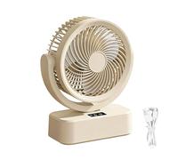 Ventilatore da scrivania ricaricabile - Schermo digitale da 8,15 pollici a 6 velocità, USB tipo C silenzioso | Mini ventilatore oscillante portatile per uso domestico, in campeggio, in viaggio