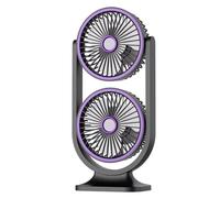 Ventilatore da scrivania ricaricabile USB a doppia testa, ventilatore portatile ricaricabile, 3 modalità di velocità C indipendente regolabile, girevole a 360°, doppio