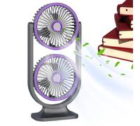 Ventilatore Da Scrivania Silenzioso | Raffreddatore D'Aria Ricaricabile Con USB | Ventilatore Da Scrivania Portatile Ad Alta Velocità Con Doppia Testa Per Casa Esterna Scuola Dormitorio E
