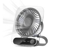 Ventilatore da scrivania USB - Ventilatore portatile e tranquillo | Refrigeratore ricaricabile ad aria con 199 velocità e luce notturna | Gadget di raffreddamento compatto con montaggio a