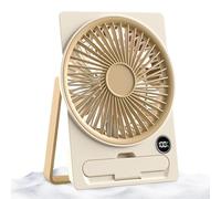 Ventilatore da scrivania - Ventilatore da scrivania ricaricabile tramite USB | Strumento di raffreddamento con schermo LCD, design sottile di tipo scheda e silenzioso per studenti, adolescenti