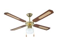 Ventilatore da soffitto 4 pale 1 luce D.130 cm 70w colore NOCE DA54011