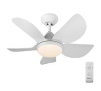 BAKAJI Ventilatore Lampadario da Soffitto 5 Pale in ABS con Lampada Plafoniera 60 LED 20W in PMMA 3 Velocità Inversione Rotazione Funzione Timer Luce Cambio Colore e Telecomando Diametro 76cm, Bianco