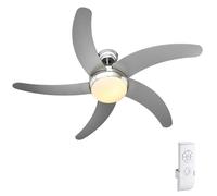 BAKAJI Ventilatore Lampadario da Soffitto 5 Pale in Legno con Lampada in Vetro Satinato 3 Velocità Inversione Rotazione Funzione Timer e Telecomando Attacco 2 Lampadine E27 Max 40W Diametro 132cm