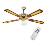 Ventilatore da soffitto 54cm con Luce e Quattro Pale, 65W, per Interni, Regolabile con Telecomando, agitatore d'Aria per Camera, Soggiorno, Plafoniera Stile Vintage