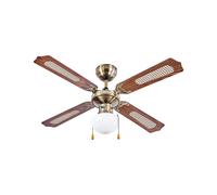 Ventilatore da Soffitto 60w con 4 Pale in Legno, 3 Velocità e Luci Integrate