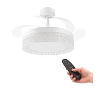 Ventilatore da soffitto a LED bianco IluminaShop 36W DC ultra silenzioso con controllo e pale retrattili