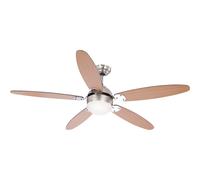 Ventilatore da soffitto a LED con illuminazione Ventilatore da soffitto con interruttore a tirare, estate inverno, pale reversibili marrone grafite 3 velocità, 1x E14 LED bianco caldo, DxH 132 x 40,6