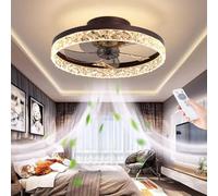 Ventilatore da Soffitto A LED con Lampada da 66 W Luce del Ventilatore Ultra Silenziosa Telecomando Dimmerabile Lucentezza Moderna Plafoniera Invisibile Illuminazione del Soggiorno, Brown