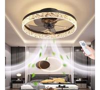 Ventilatore da Soffitto A LED con Lampada da 66 W Luce del Ventilatore Ultra Silenziosa Telecomando Dimmerabile Lucentezza Moderna Plafoniera Invisibile Illuminazione del Soggiorno, Black