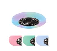 Ventilatore da soffitto a LED con telecomando Lampada da soffitto dimmerabile in modalità estate-inverno Lampada da soggiorno nera, cambio colore RGB, 40W 2600lm bianco caldo-freddo, DxH 59,5x15,4 cm