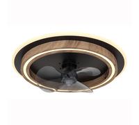 Ventilatore da soffitto a LED con telecomando Luce a soffitto CCT dimmerabile Ventilatore effetto legno nero fumo, avanti/indietro 6 velocità, 32W 1200Lm bianco caldo-freddo, P 50 cm