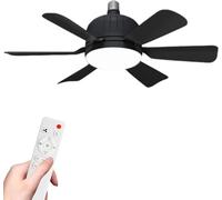 Ventilatore da soffitto a LED da 46 cm, con telecomando, attacco a vite E27, 3 velocità del vento, 3 modalità di colore, funzione timer, motore silenzioso senza spazzole, ventilatore da soffitto a 6
