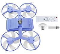 Ventilatore Da Soffitto A LED Stile Drone, Ventilatore Moderno Con Ventilatori Da Soffitto Design Drone Con Luci E Telecomando, 3 Modalità Colore, for Camera Da Letto(Blue)