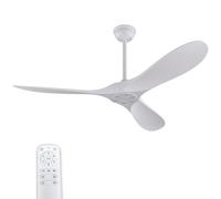 Ventilatore da soffitto bianco da 60 pollici senza luce con telecomando, pale in ABS, motore DC reversibile, funzione timer, moderno ventilatore da soffitto per interni ed esterni, per camera da letto