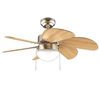 Cecotec Ventilatore da soffitto EnergySilence Aero 360 Gold&Wood con luce, 6 pale reversibili, 50W