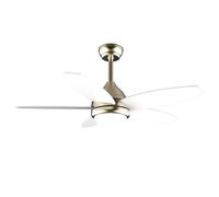 Cecotec - Ventilatore da Soffitto con Luce EnergySilence Aero 4200 GoldWhiteWood - 53W, Diametro 42”, Luce LED 15W in 3 Tonalità, Telecomando, Timer Selezionabile, 3 Velocità e 5 Pale