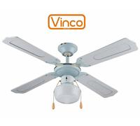 VENTILATORE DA SOFFITTO CLASSICO 55W CM.107 BIANCO/ORO 4 PALE LEGNO E PLAFONIERA [EEK: E]