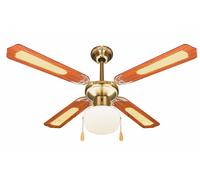 Ventilatore da Soffitto con 4 Pale e Lampada Ø106cm 3 Velocità Kooper Windy Marrone