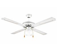 Ventilatore da Soffitto con 4 Pale e Lampada Ø130cm 3 Velocità Kooper Windy Bianco