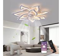 Ventilatore Da Soffitto Con Illuminazione 100W Lampada Da Soffitto Moderna Silenziosa Con Ventola LED Dimmerabile 10 Luci Lampada Da Soffitto Reversibile A Forma Di Fiore Per Soggiorno Camera Da Letto