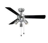 AireRyder Cyrus Ventilatore da soffitto con illuminazione e interruttore, 107 cm, rivestimento cromato lucido, pale reversibili di color nero / argento