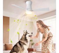 Ventilatore da soffitto con illuminazione e telecomando, 3 pale, 6 velocità, timer 1/4/8 ore, LED dimmerabile, funzionamento estivo e invernale per soggiorno, camera da letto (bianco, 132 cm, 3 pali)