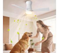 Ventilatore da soffitto con illuminazione e telecomando, 3 pale, 6 velocità, timer 1/4/8 ore, LED dimmerabile, funzionamento estivo e invernale per soggiorno, camera da letto (bianco, 106,7 cm, 3 pali
