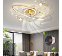 Ventilatore Da Soffitto Con Illuminazione E Telecomando Plafoniera Silenziosa Dimmerabile 6 Velocità Ventilatore A Forma Di Fiore Paralume In Acrilico Camera Da Letto Soggiorno Cucina ( Color : Gold )