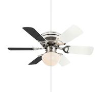 Ventilatore da soffitto con illuminazione modalità estate/inverno 3 livelli interruttore a strappo Lampada da soggiorno, pale reversibili, 1x E27, DxH 76x28 cm