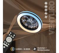 BRILONER - Ventilatore da soffitto con luce LED, telecomando, motore DC silenzioso con 5 velocità, CCT e luminosità regolabile, lampadario ventilatore da soffitto, lampadario, 38 cm, nero