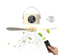 Ventilatore da soffitto con illuminazione USB - portatile da 25 cm con telecomando, dispositivo di raffreddamento ricaricabile da 3600 mAh, timer a velocità | Soffitti rimovibili per