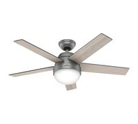 Ventilatore da Soffitto con Lampada Stili Argento 117 CM Ventola Telecomando [EEK: Inaditato]