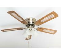 Ventilatore Da Soffitto Con Lampade Kisa Deluxe Ottone 105 Cm Pale Rovere E Noce
