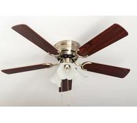Ventilatore da Soffitto Con Lampade Kisa Deluxe Ottone 105cm Pale Catena & Noce
