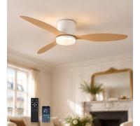 Ventilatore da Soffitto con Luce 106cm 42 Pollici, Plafoniera con Ventilatore Basso Profilo con App e Telecomando, Motore DC Reversibile 6 Velocità, Dimmerabile Memoria, Effetto Legno-Legno Chiaro
