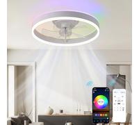 Ventilatore da Soffitto con Luce, 40cm Lampadario con Ventilatore da Soffitto, con APP e Telecomando, Plafoniera con Ventilatore Dimmerabile RGB con 6 Velocità/Reversibili, Memoria, Tempistica, Muto